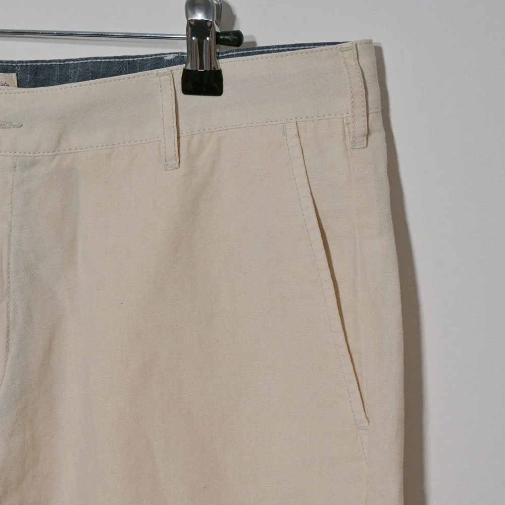 Faherty Malibu Chino Shorts Men's Sz 34 Beige Linen Cotton Blend Casual Light